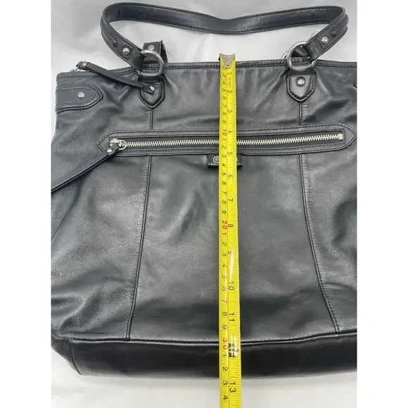 Vintage Coach Daisy Emma F23973 Black Leather‎ Shoulder Bag Tote 16"x12" - Picture 16 of 16